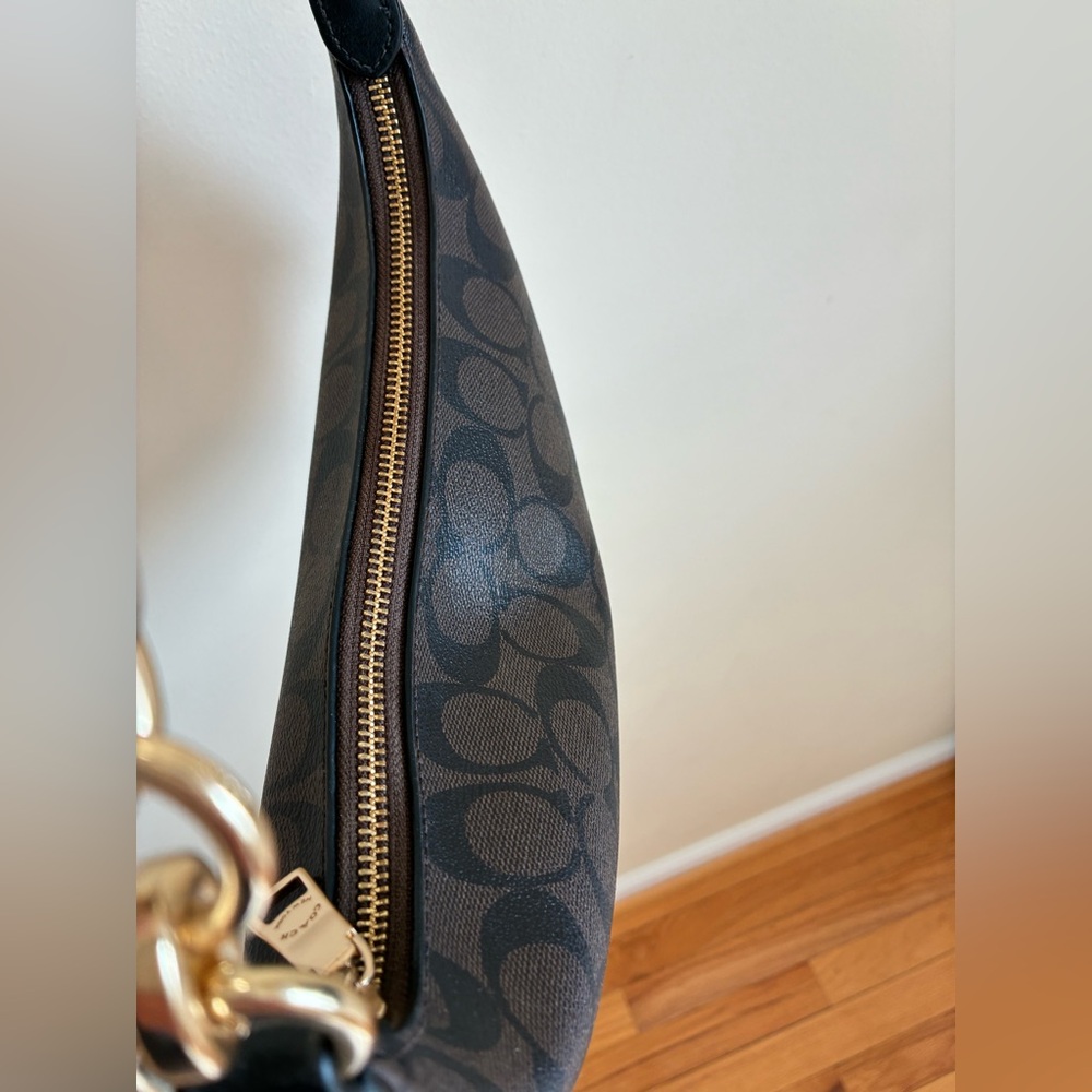 Coach Mini Payton Hobo Bag In Signature Canvas Brown and black - Picture 7 of 9